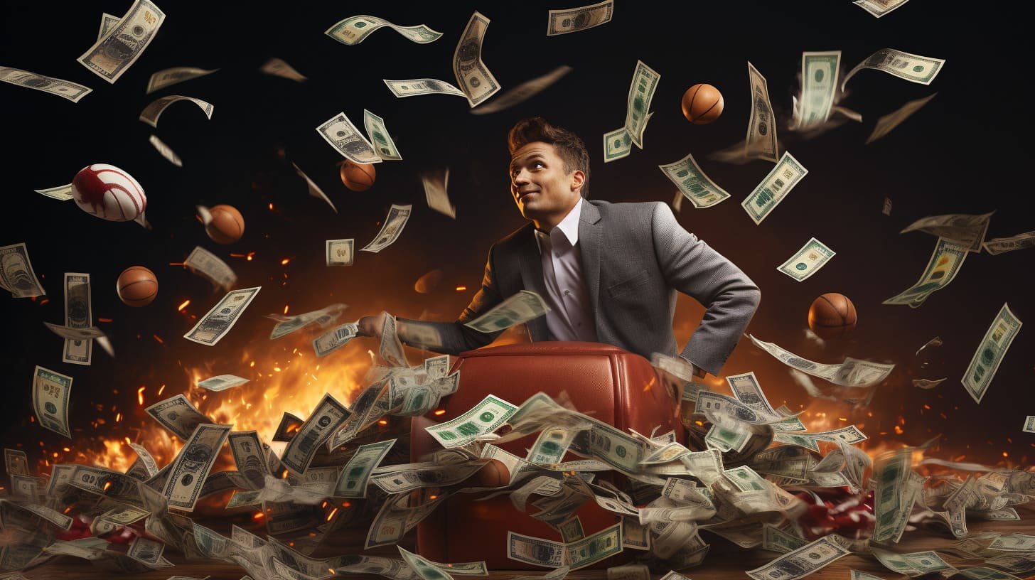 Ilustrasi pengguna k86sport bermain taruhan olahraga dan slot online dengan antarmuka modern